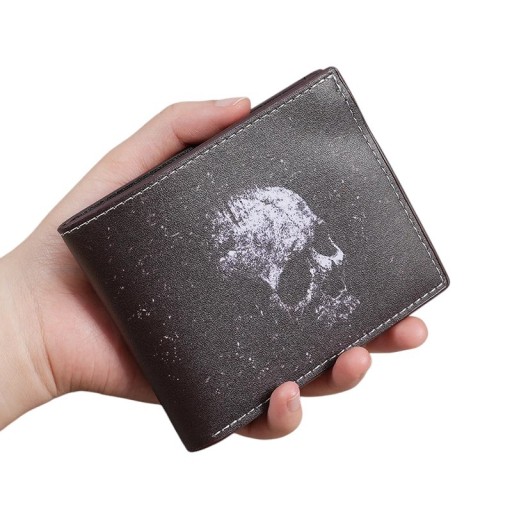 Fällbar plånbok med dödskalle 11,5 x 9,3 x 1,4 cm Polyvinyl Kompakt design Plånbok för kort, sedlar och mynt