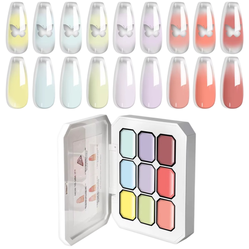 Gradientmålning geler för naglar 9 färger UV LED palett för ombré övergångar detaljerade mönster DIY och professionell design