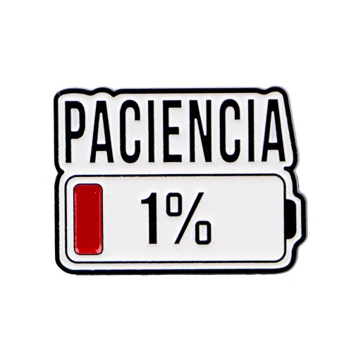 Kontorsnål 2,2 x 3 cm Metall zinklegering Text PACIENCIA 1% Elegantisk metallnålsmärke för kavaj, skjorta och väska.
