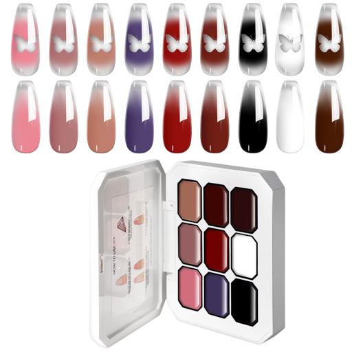 Gradientmålning geler för naglar 9 färger UV LED i låda för ombré övergångar och precis DIY nagelkonst