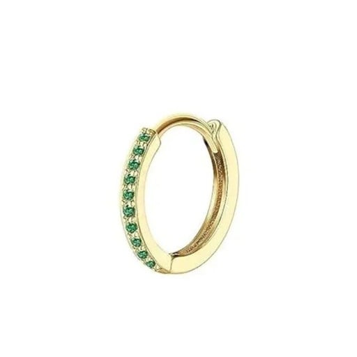 Guldfärgad cirkulär piercing med gröna stenar i kirurgiskt stål 6 x 5 x 0,8 mm Dekorativ smycke för näsa och öra