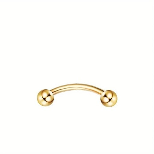 Guldböjd piercing i rostfritt stål 8 x 1,2 mm Med glänsande guldkulor Klassisk bananpiercing