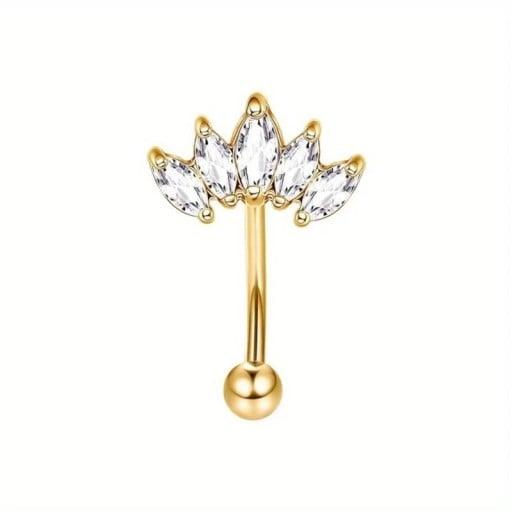 Guldpiercing i rostfritt stål 8 x 1,2 mm Fem diamanter Fin dekorativ smycke för näsa, öra, brosk
