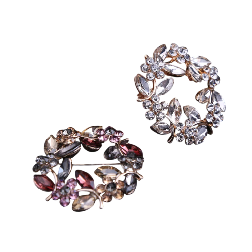 Lyxig stensmycke brosch 4 x 4 mm i form av ring Färgglad lövkrans med blommor Zinklegering Elegant smycke