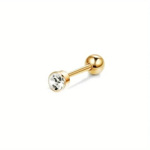 Guldpiercing med inre diamant i kirurgisk rostfritt stål Minimalistisk elegant smycke med rent design