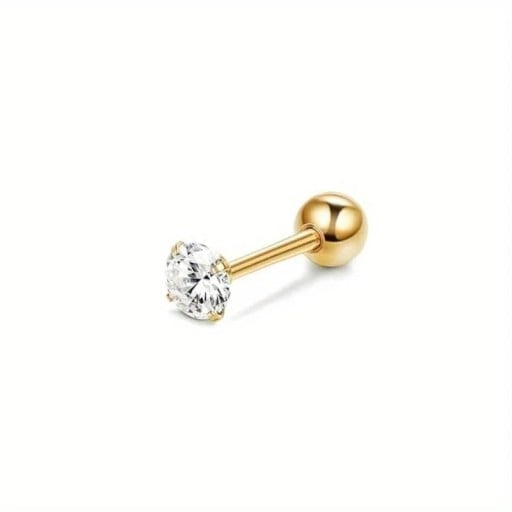 Guldbrodd med diamant 4 x 1,2 mm i kirurgiskt rostfritt stål Elegant minimalistisk smycke för vardagsbruk
