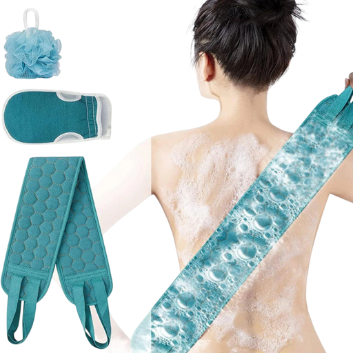 Exfolieringsset för kroppen Rem 82 x 8 cm Handske 23 x 12,5 cm Luffasvamp Peeling-set för dusch och bad