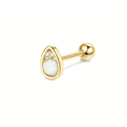 Guldbelagt piercing med pärla och diamanter i kirurgiskt rostfritt stål Elegant kroppssmycke med subtil lyxig dekoration