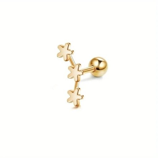 Guldpiercing med tre blommor i kirurgiskt rostfritt stål Elegant smycke med subtilt blommotiv