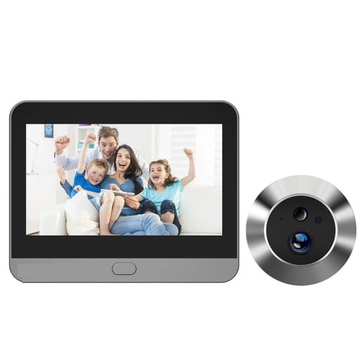 Tuya Smart digital dörrkikare 3MP WiFi med PIR-detektering 140° vidvinkel 4,3" LCD-monitor nattseende IR