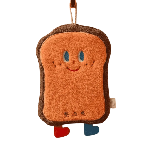 Badrumshandduk 24,5 x 16 cm I form av toast för barn Handduk med hängare Kökshandduk Lekfull dekoration