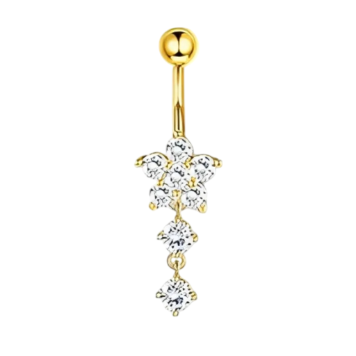 Piercing i kirurgiskt rostfritt stål Diamant med blomma Elegant smycke för örat, näsan, läppen