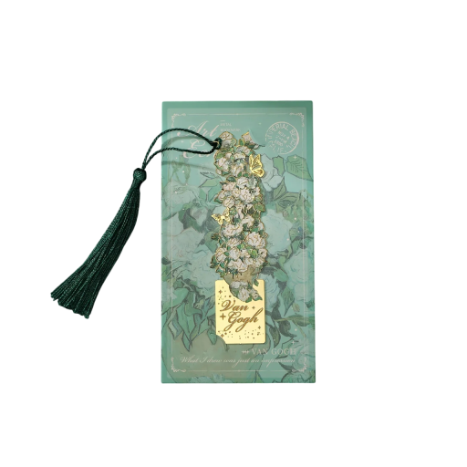 Kovösa bokmärken med blommotiv inspirerat av Vincent van Goghs verk Vita rosor 14 × 7,5 cm