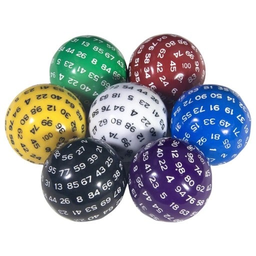 Tärning D100 4,8 cm Akrylisk tiotärning i olika färger med påse för RPG bordsspel och familjespel