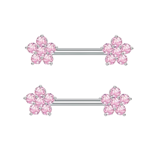 Blommigt par av bröstvårtspiercingar storlek 1,6 mm Glänsande kroppspiercing för kvinnor och flickor Fint design med kvinnligt motiv