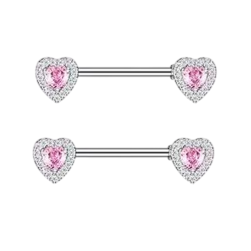 Elegantiskt par av hjärtformade bröstpiercingar 1,6 mm Glänsande kroppspiercing för kvinnor och flickor Elegant romantisk accessoar