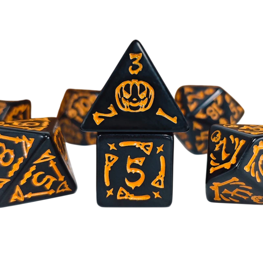 Halloweenskålar 7 st Svarta med orange dekoration för Drakens håla RPG brädspel och rollspel kvällar