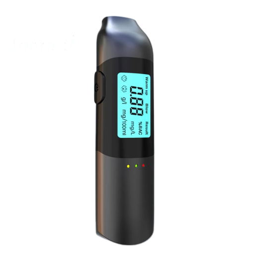 Bärbar alkoholtester Liten alkoholanalysator med LCD-display Tre färgade ljusindikatorer Detektor för körning under påverkan Svart-grå