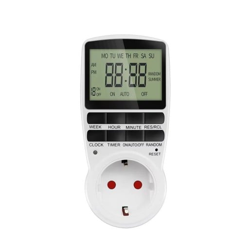 Svart-vit kontakt med timer EU 11 x 6,2 cm Praktisk kontakt med tidsrelä för hemmet