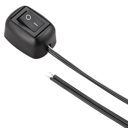 Svart kolbströmbrytare med 100 cm kabel, Spänning DC12V, Ström 10A, Storlek 3,1 cm, Material PC