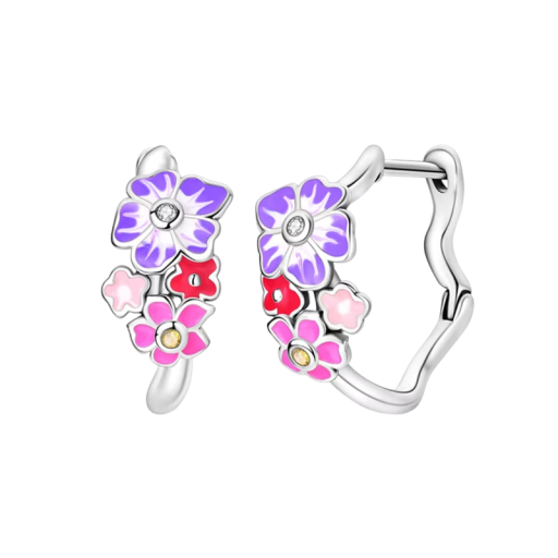 Vår kroungörande örhängen för kvinnor i 925 silver med vårblommotiv, present för bröllop, förlovning, födelsedagar och jubileum