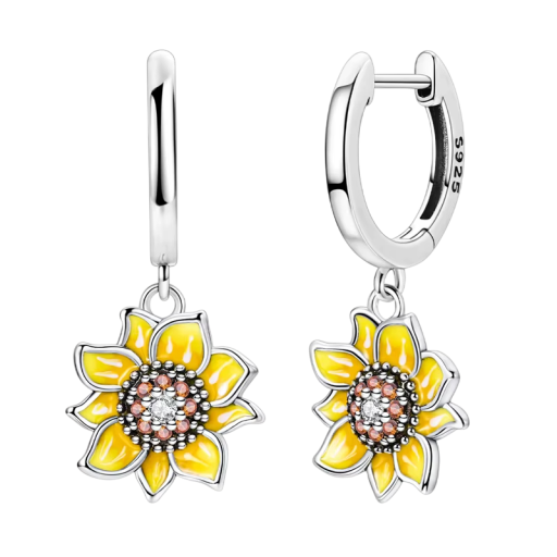 Blomstrande solrosörhängen 925 silver för kvinnor Sommarblommig design som symboliserar lycka och vitalitet för varje dag