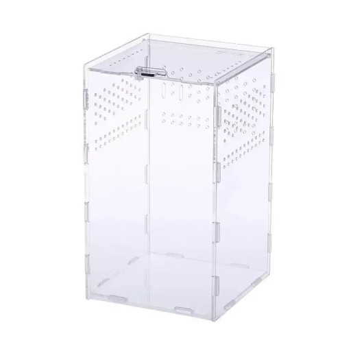 Akryllterarium för reptiler 12 x 12 x 20 cm Uppfödningslåda för tarantlar, spindlar, skorpioner och reptiler med ventilationshål