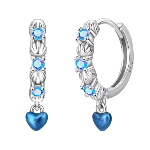 Oceanska örhängen i form av hjärtan av 925 sterling silver för kvinnor Mode smycken perfekta födelsedagspresenter för havälskare