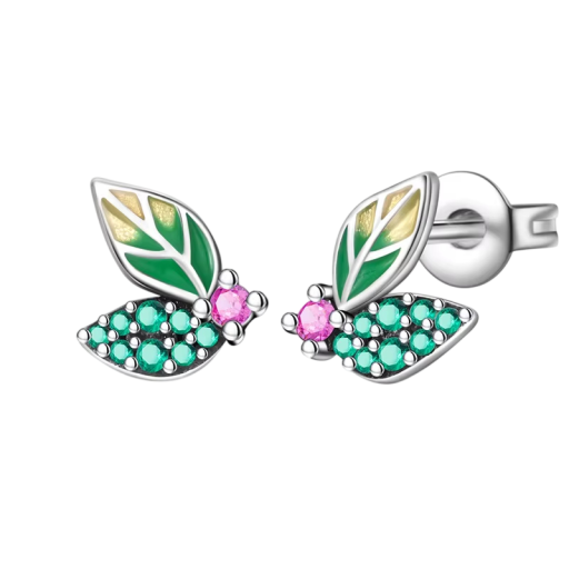 Växtörhängen med blad- och blommönster i 925 sterling silver för kvinnor Mode smycken födelsedagspresenter med naturliga motiv