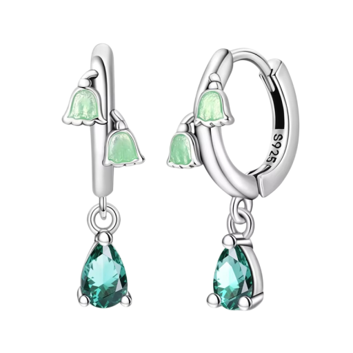 Blomöre med klockblommor 925 sterling silver för kvinnor Mode smycken födelsedagspresenter med naturligt motiv