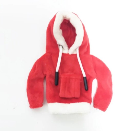 Skydd för växelspaken – hoodie i röd färg med päls, bomull, polyester