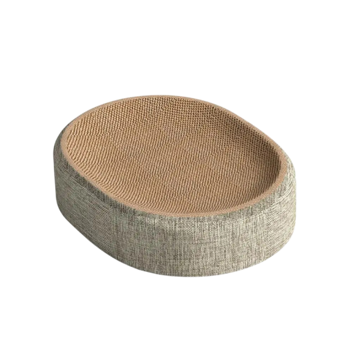 Oval skrapsäng för katter 41 x 31 x 10 cm Siselvävda material Hållbart klösträd med säng Avkopplande liggplats