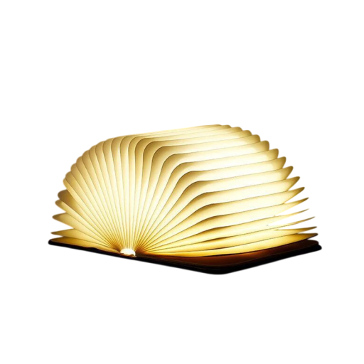 Nattljus i form av en bok 10 x 8 x 2,5 cm, utfällbar och hopfällbar, varmt vitt ljus, träbok, uppladdningsbar, LED-ljus