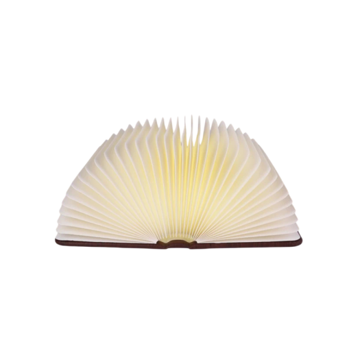 Fällbart nattljus i bokform 15 x 11 x 2,5 cm LED-lampa med lysande sidor Varmvit uppladdningsbar belysning