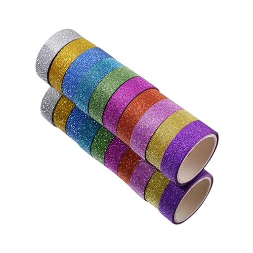 10 st glitterpapper tejp 15 mm x 3 m DIY färgglada etiketter med glitter dekoration presentinslagning skapande pappersprodukter