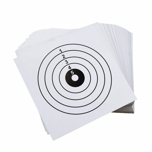 Pappersskjutmål 100 st 14 x 14 cm Runda mål med poängsättning 1-5 Svart mitt Träning av skjutning med vapen och båge