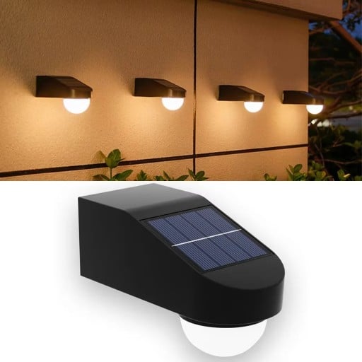 Solärt LED utomhus vägglampa IP65 13 x 6 x 4 cm Automatisk tändning Lampa för staket trappor terrass Varm vit