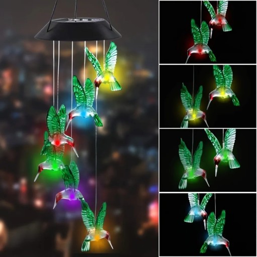 Solenergisk LED ljusklinga Kolibri 70 cm IP65 Hängande trädgårdsdekoration med färgskiftning Solenergi belysning