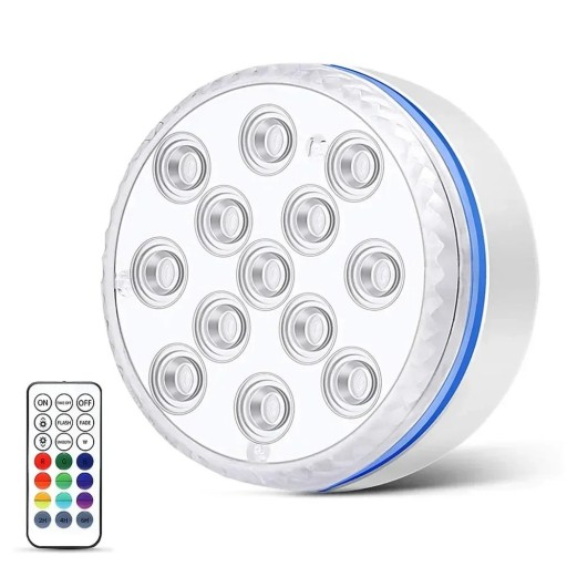 Nedsänkbar LED-lampa för vatten 8,5 cm IP68 Färgglad RGB-belysning med fjärrkontroll för pool, damm, akvarium