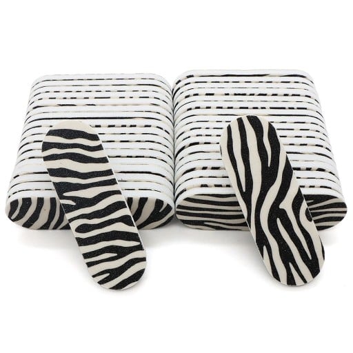 50 st Nagelfil 6 x 1,9 cm Zebramotiv Sandpapper EVA-svamp Mini engångsnagelfil Manikyr pedikyr