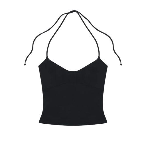 Damstopp Enfärgad Tunn axelremmar runt halsen Rundad hals Crop top Material nylon spandex Modern sommartopp