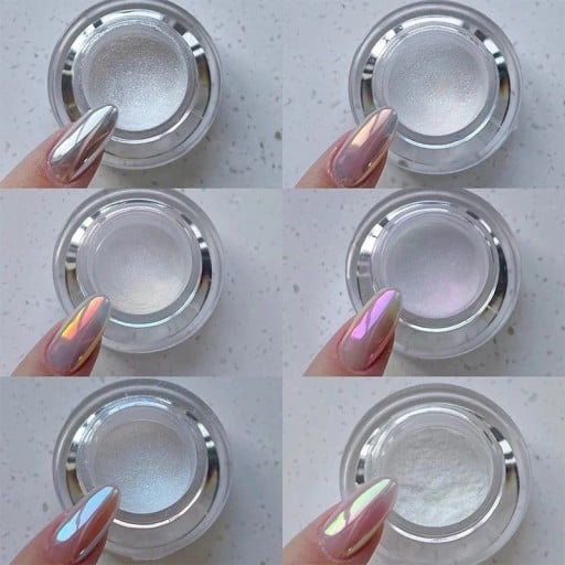 Pärlemor pulver för naglar Aurora effekt Fin glans Spegel finish Nagelkonst pigment För gel nagellack UV TOP COAT