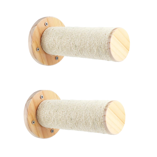 Väggskrapa för katter 22,2 x 12 cm 2 st Sisalrep och trä Väggmonterad skrapa för klotvård
