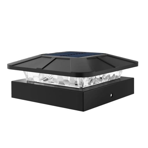 Solärt LED-ljus 11 x 11 x 5,1 cm Utomhuslampa på stolpe med 3 ljuslägen 2 ljusstyrkor IP65 vattentålig 3,7V 0,5W