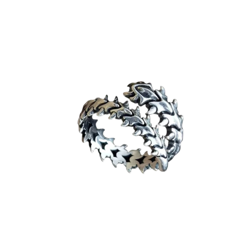 Vintage gotisk ring med kölrygg för kvinnor och män zinklegering försilvrad unik design universell storlek