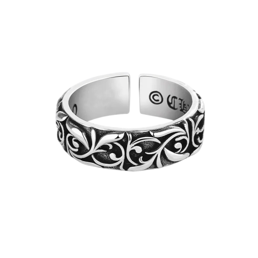 Unisex silver ring with grapevine motif Adjustable ring zinc alloy Stylish ring for men and women Elegant ring for everyday use