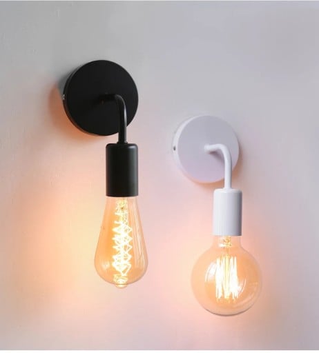 Vägglampa 17 x 10 cm med metallfäste för E27-lampor, modern stil för sovrum och badrum