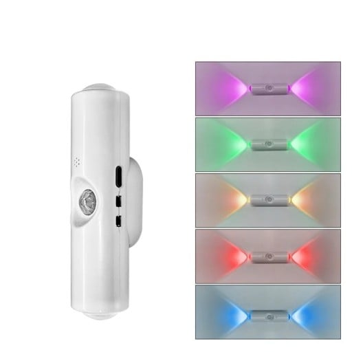 Intelligent RGB vägglampa 10 x 3 cm med rörelsesensor och magnetisk laddning för sovrum, garderober och trädgårdar
