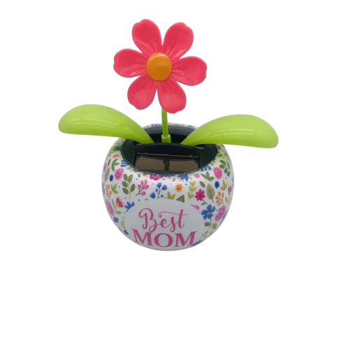 Solär dekorativ prydnad 11,5 x 10 cm Blomma med texten "Bästa MAMMA" Solär dekoration för bil eller hem