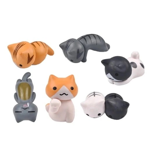 6 st Mini kattungar i resin 3-5 cm Söta kattfigurer för dekorationer, samlarobjekt